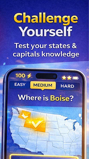 US 50 States & Capitals Quiz ekran görüntüsü