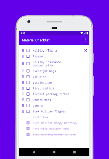 Material Checklist (Library) ekran görüntüsü