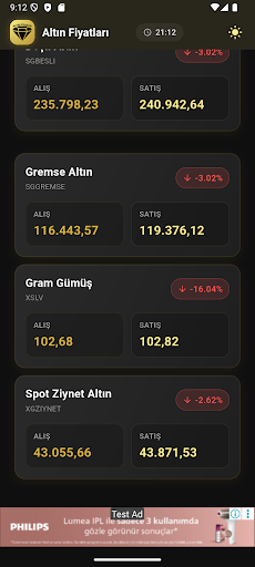 Altın Fiyatları ve Piyasası ekran görüntüsü