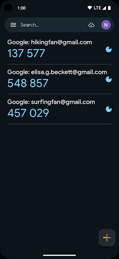 Google Authenticator ekran görüntüsü