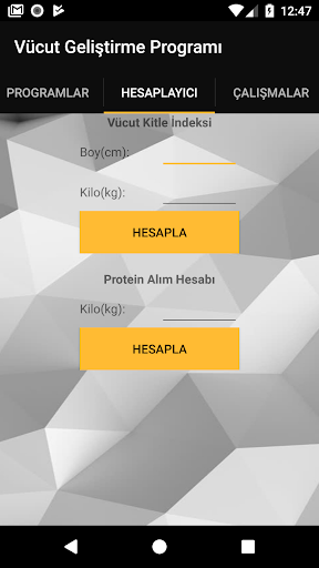 Vücut Geliştirme Programı ekran görüntüsü