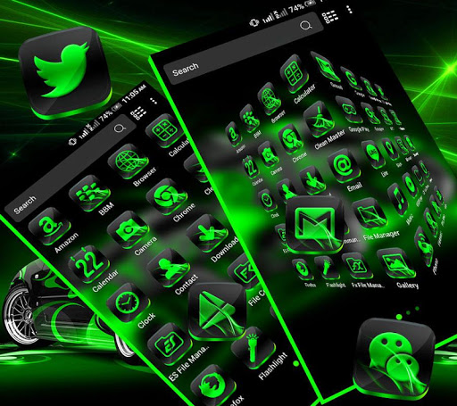 Neon Green Car Launcher Theme ekran görüntüsü