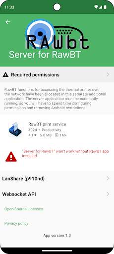 Server for RawBT ekran görüntüsü