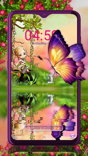 Butterfly Girl Nature Theme ekran görüntüsü