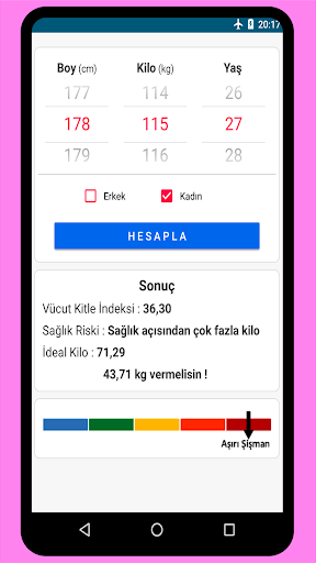 İdeal Kilo Hesaplama ekran görüntüsü