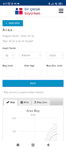Persentil ekran görüntüsü