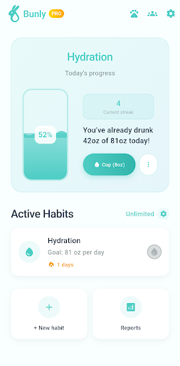 Bunly: Healthy Water Reminder ekran görüntüsü