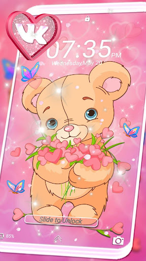 Teddy Bear Pink Launcher Theme ekran görüntüsü