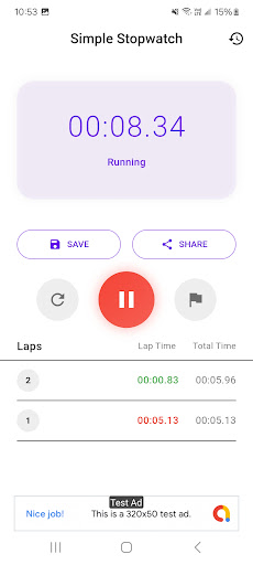 Simple Stopwatch ekran görüntüsü
