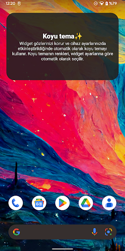 Yapışkan Notlar metin widget'ı ekran görüntüsü