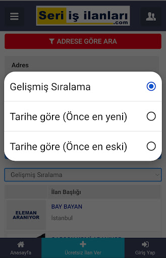 Seri İş İlanları ekran görüntüsü
