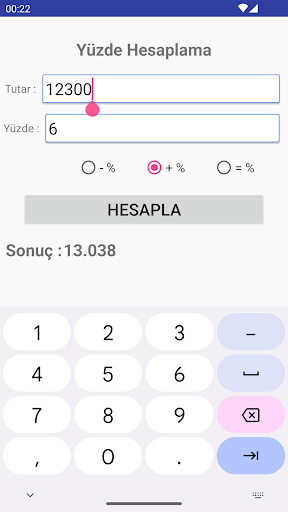 Yüzde Hesaplama ekran görüntüsü