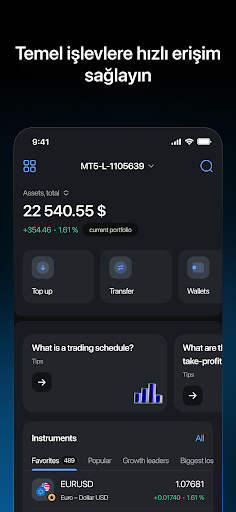 LiteFinance Mobil İşlemler ekran görüntüsü
