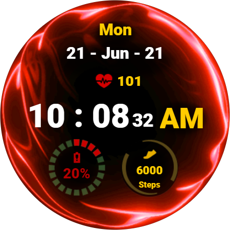 Fluid Red Watch Face ekran görüntüsü