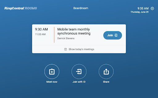 RingCentral Rooms ekran görüntüsü
