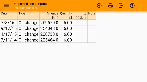 Refueling database ekran görüntüsü