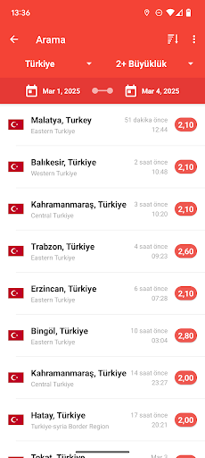 Deprem Uyarılarım ekran görüntüsü