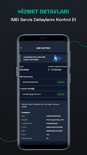 Mobil IMEI Durumu Kontrol Uyg ekran görüntüsü