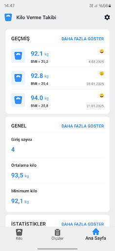 Kilo Kaybı Takip Uygulaması ekran görüntüsü