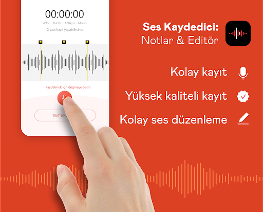 Ses Kaydedici: Notlar & Editör ekran görüntüsü