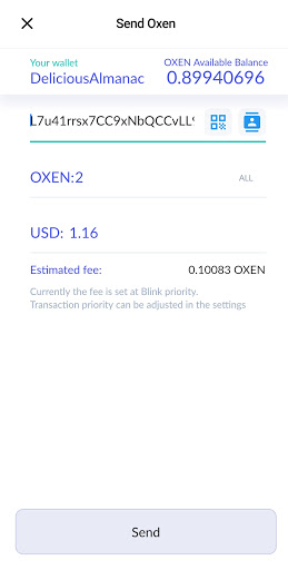 Oxen Wallet ekran görüntüsü