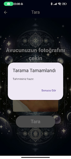 AI ile el falı ekran görüntüsü