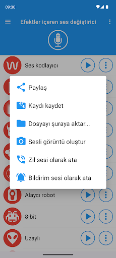 Efektler ile ses değiştirici ekran görüntüsü