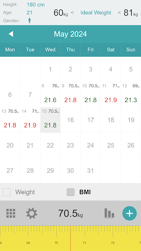 Weight Calendar Pro ekran görüntüsü
