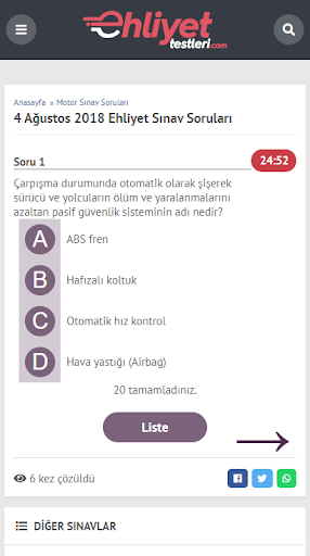 Ehliyet Testleri ekran görüntüsü