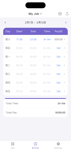 Work Log: Hours Tracker & Pay ekran görüntüsü