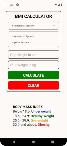 BMI Calculator ekran görüntüsü