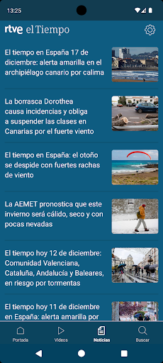 RTVE el Tiempo ekran görüntüsü