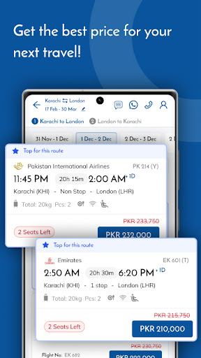 Sastaticket.pk Flights, Bus ekran görüntüsü
