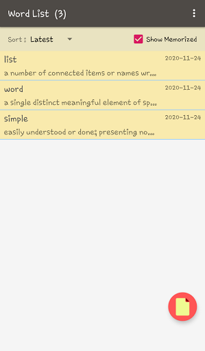 Simple Word List ekran görüntüsü