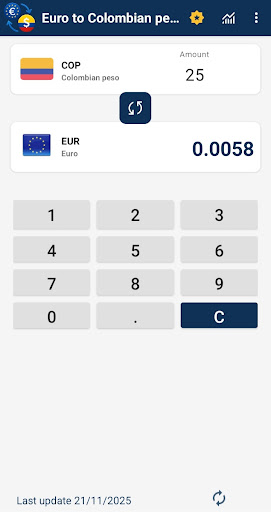 Euro to Colombian peso ekran görüntüsü
