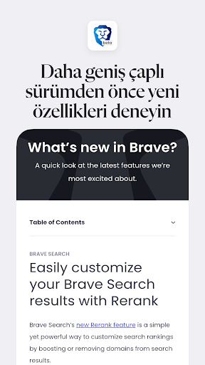 Brave Beta ekran görüntüsü