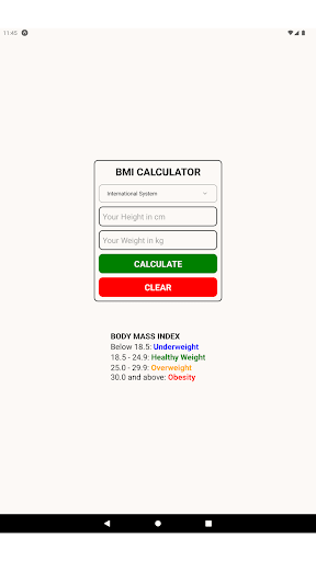 BMI Calculator ekran görüntüsü