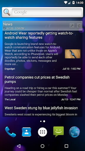 RSS Widget ekran görüntüsü