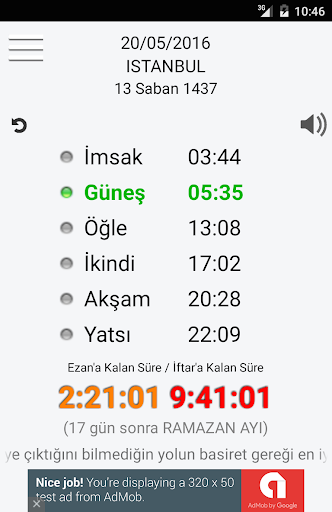 Ezan ALARMI ekran görüntüsü