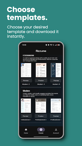 Resume Builder: Rizzume CV ekran görüntüsü