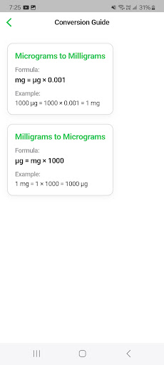 Micrograms to Milligrams ekran görüntüsü