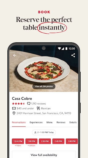 OpenTable ekran görüntüsü