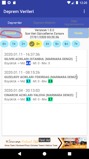 Türkiye Deprem Verileri ekran görüntüsü