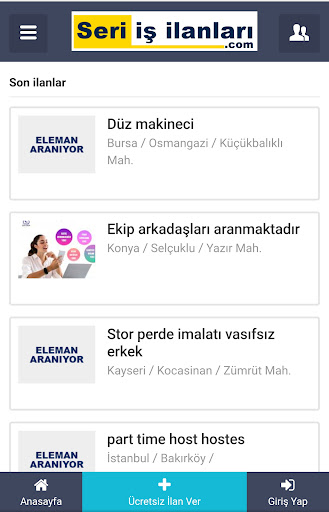Seri İş İlanları ekran görüntüsü
