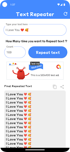 Text Repeater ekran görüntüsü