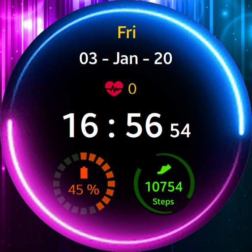 Neon Blue Pink Watch Face ekran görüntüsü
