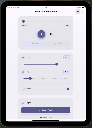 Reverse Audio Studio ekran görüntüsü
