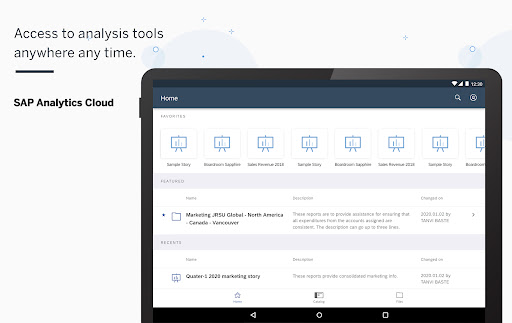 SAP Analytics Cloud ekran görüntüsü