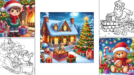 Christmas Gliter Coloring Book ekran görüntüsü