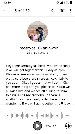 T-Mobile Visual Voicemail ekran görüntüsü